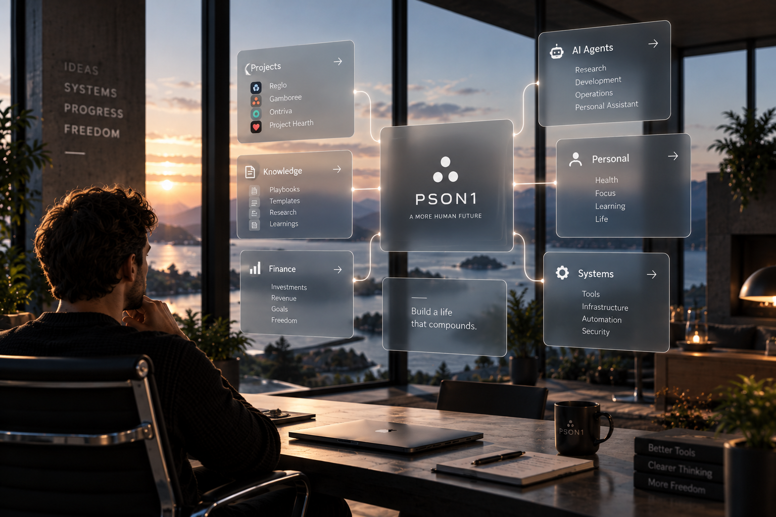 PSON1 Platform connecting projects, knowledge, finance, systems and AI-assisted work
