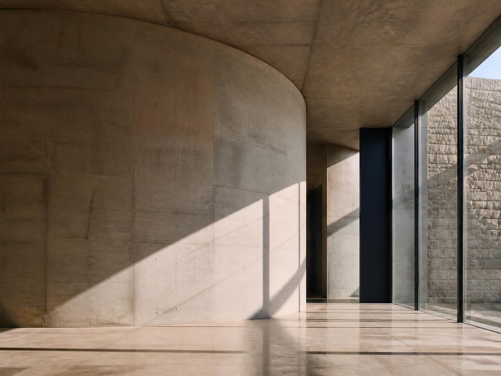 Concrete and glass architecture shaped by light